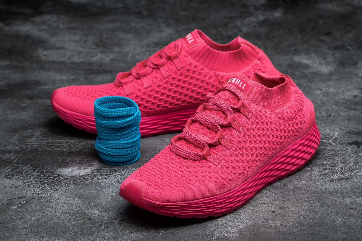 Nobull Neon Knit Runner Women's Running Shoes Pink | Australia (TI6235)